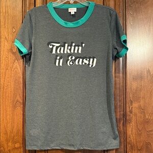 LuLaRoe Liv Charcoal ‘Takin’ it Easy’ Tee